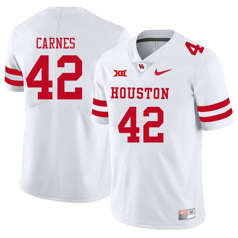 Men #42 Dalton Carnes Houston Cougars College Big 12 Conference Football Jerseys Sale-White - Click Image to Close